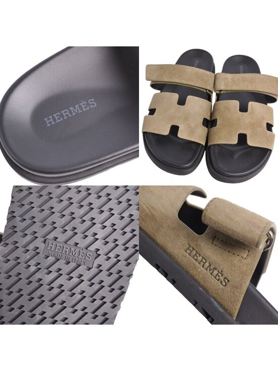 Hermes Sandals Chypre Logo Leather Shoes